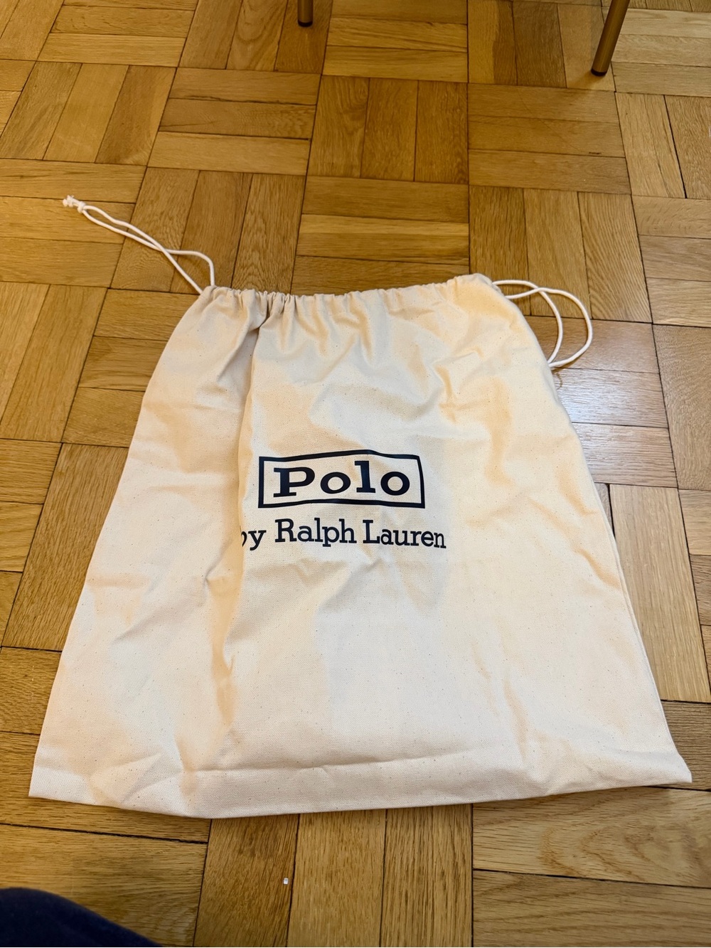 Polo by Ralph Lauren Canvas Drawstring Dust Bag in Natural with Navy Logo